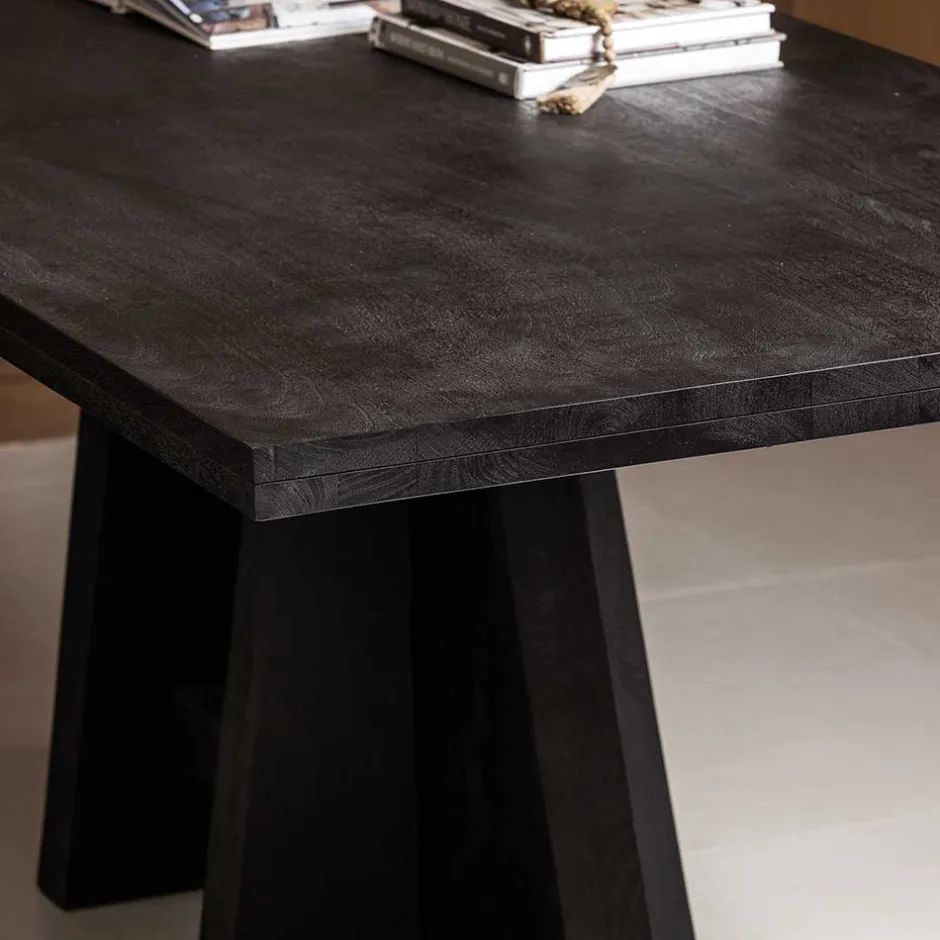 Design Esstisch aus schwarzem Massivholz - Emalika^Wohnen Outlet