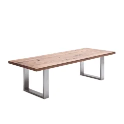 Wohnen Design Esszimmertisch mit Holz Eiche dunkel Venditora & Edelstahl