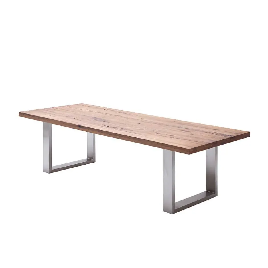 Wohnen Design Esszimmertisch mit Holz Eiche dunkel Venditora & Edelstahl