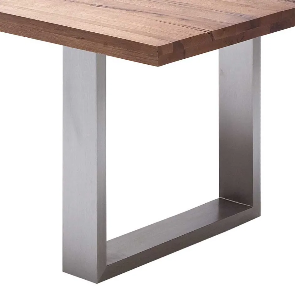 Wohnen Design Esszimmertisch mit Holz Eiche dunkel Venditora & Edelstahl