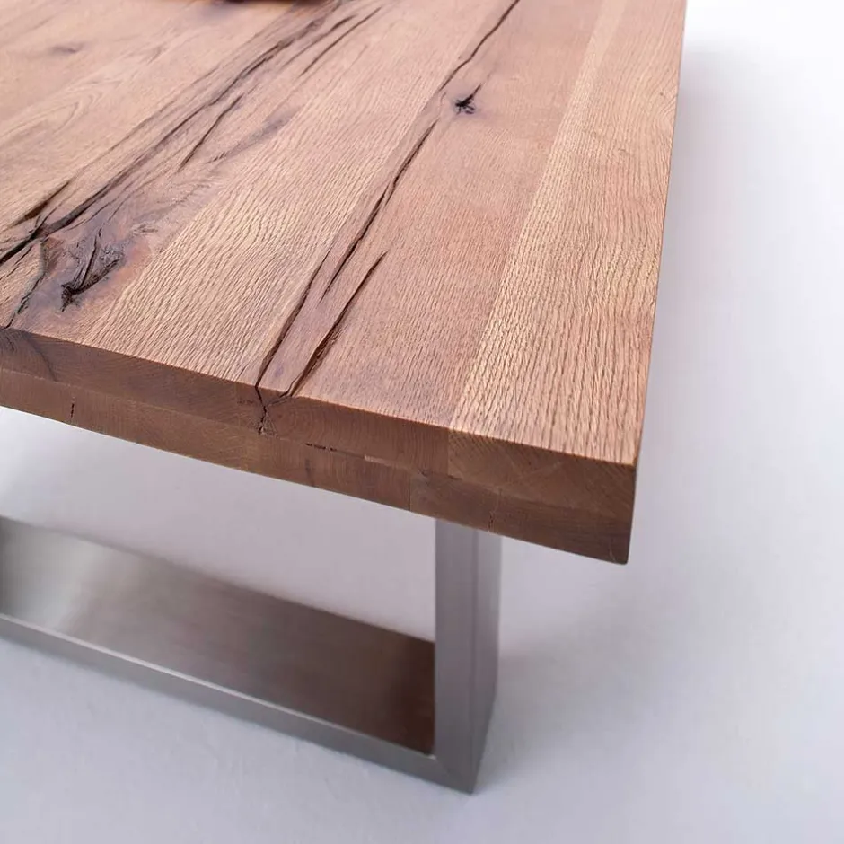 Wohnen Design Esszimmertisch mit Holz Eiche dunkel Venditora & Edelstahl