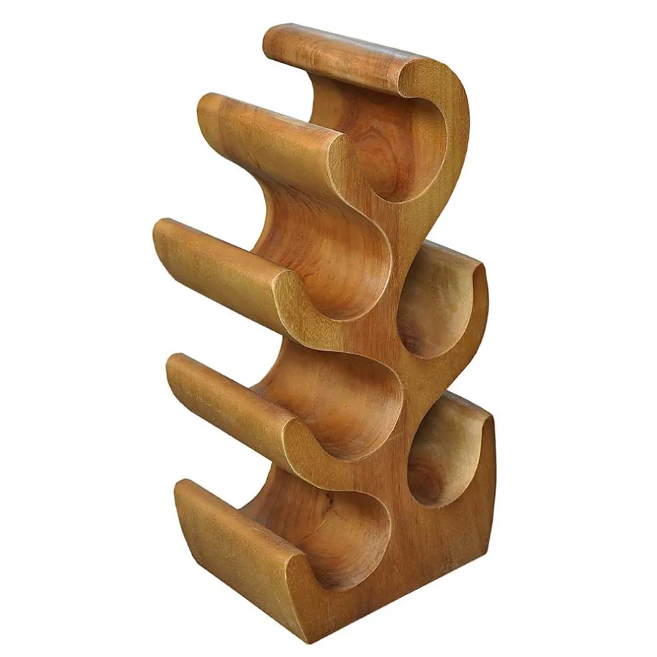 Design Flaschenregal aus Suar Massivholz - Teako^Wohnen Outlet