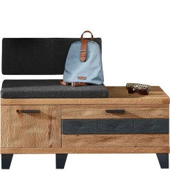 Design Flurbank aus Wildeiche in Natur & Grau - Elprisca^Wohnen Hot