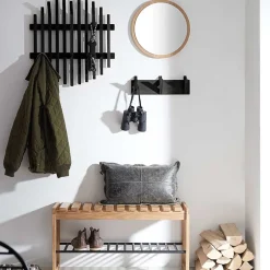 Wohnen Design Garderobe aus schwarzen Eichenholz-Leisten - Gangizo