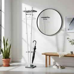 Wohnen Design Garderobenständer mit Schirmhalter Tiber in Weiß