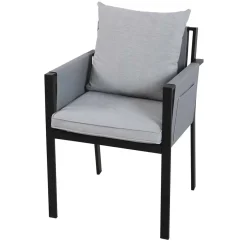 Wohnen Design Garten-Essgruppe in Grau & Schwarz - Geraldine (siebenteilig)