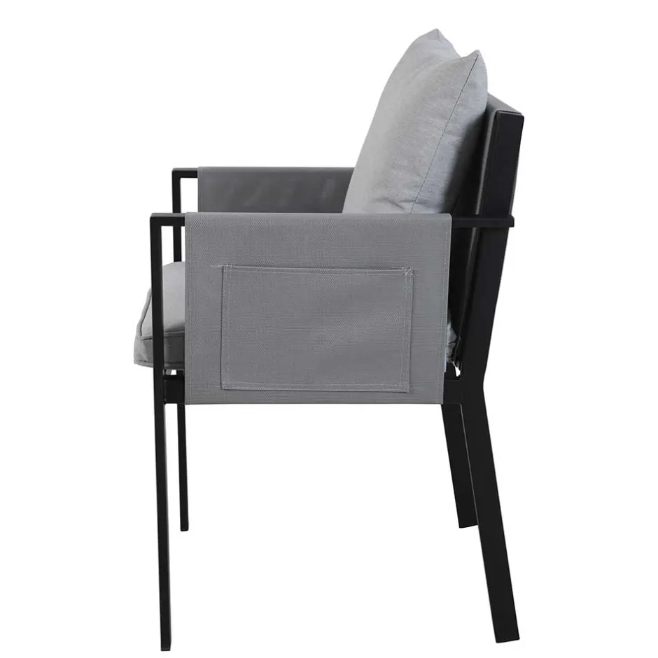 Wohnen Design Garten-Essgruppe in Grau & Schwarz - Geraldine (siebenteilig)