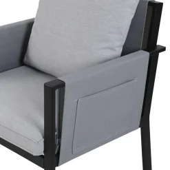 Wohnen Design Garten-Essgruppe in Grau & Schwarz - Geraldine (siebenteilig)