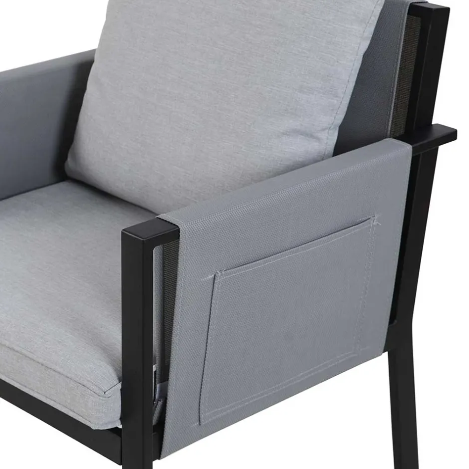 Wohnen Design Garten-Essgruppe in Grau & Schwarz - Geraldine (siebenteilig)