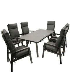 Design Gartentisch Gruppe in Dunkelgrau - Curedo (siebenteilig)^Wohnen Discount