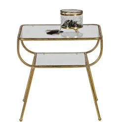 Wohnen Design Glastisch mit Gestell Messing Cateyna mit 2 Platten