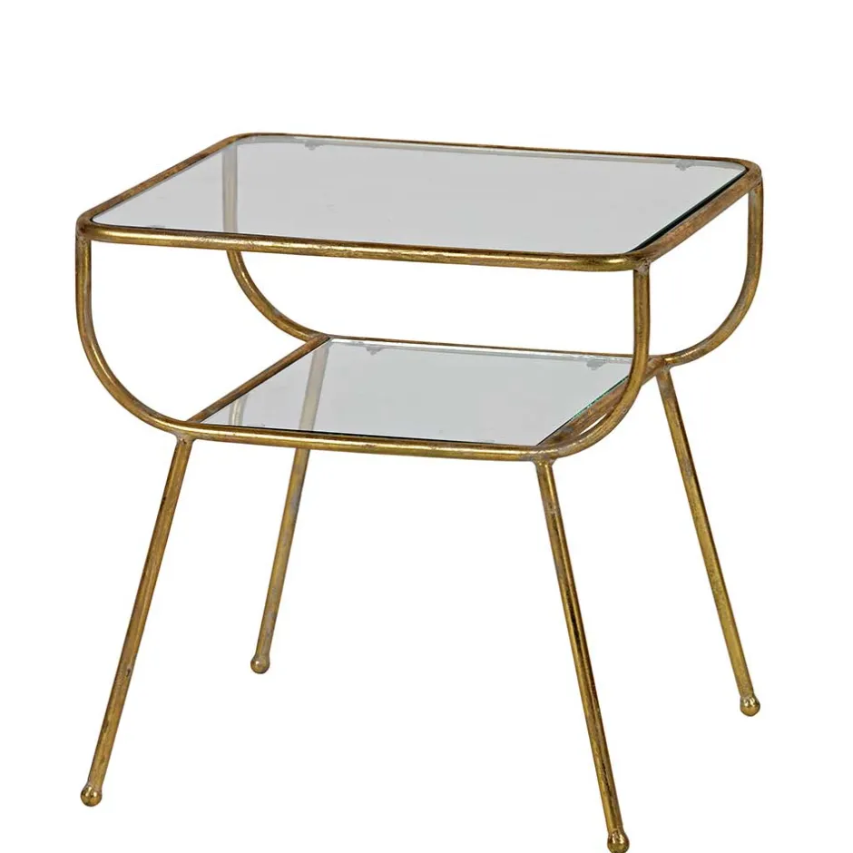 Wohnen Design Glastisch mit Gestell Messing Cateyna mit 2 Platten