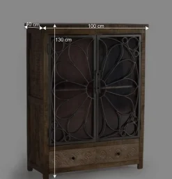 Wohnen Design Highboard mit Glas Metalltüren - Everton