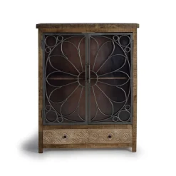 Wohnen Design Highboard mit Glas Metalltüren - Everton