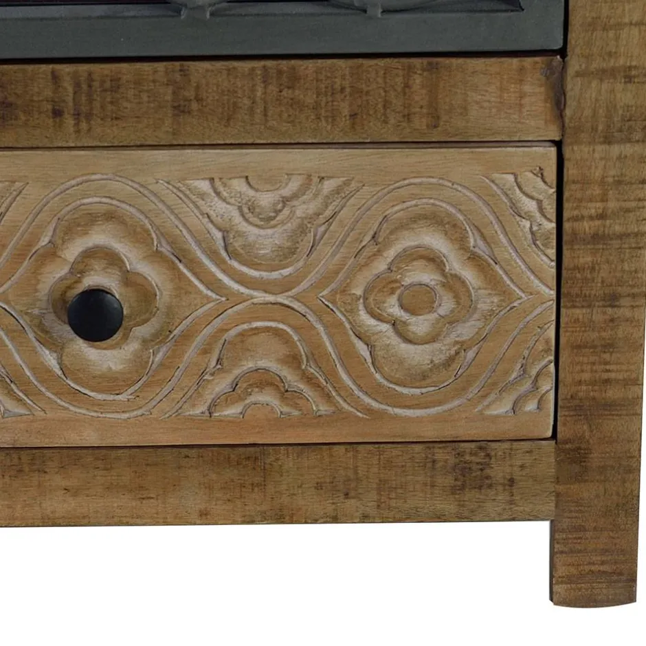 Wohnen Design Highboard mit Glas Metalltüren - Everton