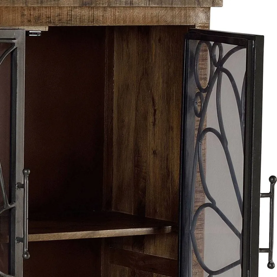 Wohnen Design Highboard mit Glas Metalltüren - Everton