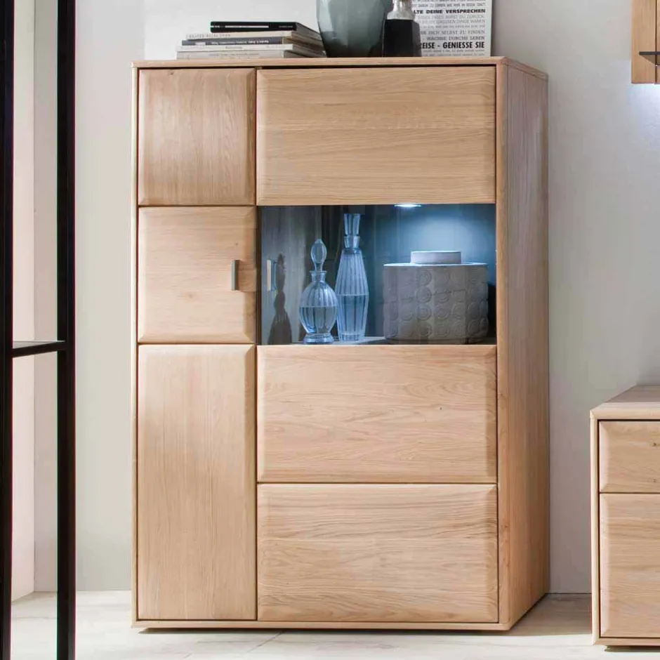 Wohnen Design Highboard Vernella aus Eiche Bianco