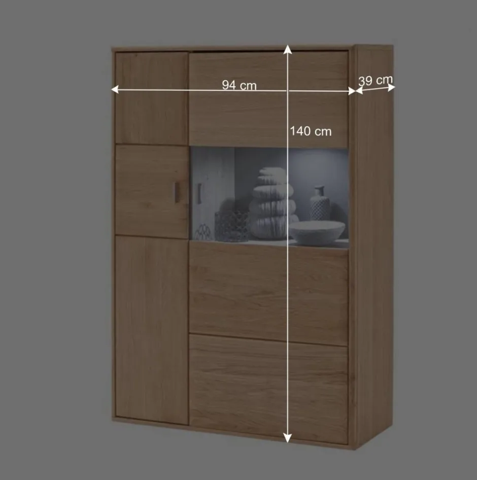 Wohnen Design Highboard Vernella aus Eiche Bianco