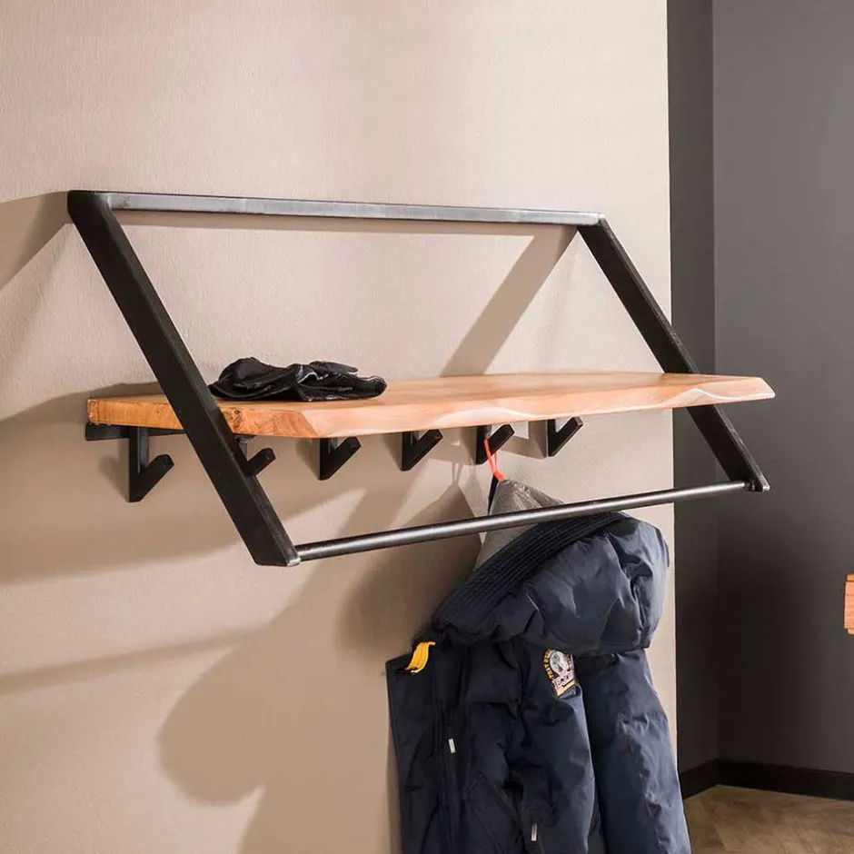 Design Hängegarderobe aus Metall und Holz - Nics^Wohnen Discount