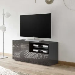 Design Hochglanz TV Element in Anthrazit - Ipatal^Wohnen Clearance