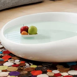 Wohnen Design Hochglanz-Wohnzimmertisch mit Weißglas - Envitzia