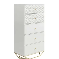 Wohnen Design Hochkommode in Weiß & Gold - Fiolpedo