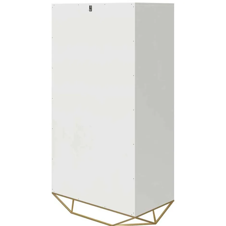 Wohnen Design Hochkommode in Weiß & Gold - Fiolpedo