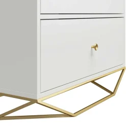 Wohnen Design Hochkommode in Weiß & Gold - Fiolpedo