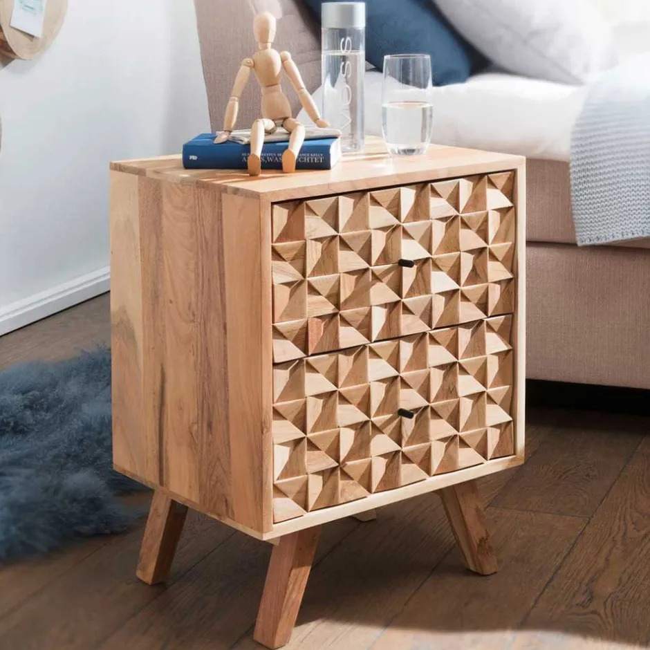 Wohnen Design Holz Nachtkommode aus Akazie - Liniavo