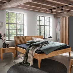 Wohnen Design Holzbett aus Wildeiche Massivholz - Manarola I