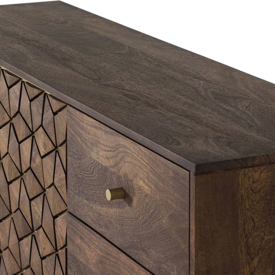 Wohnen Design Kombi-Kommode in Walnuss Braun und Gold - Feregato