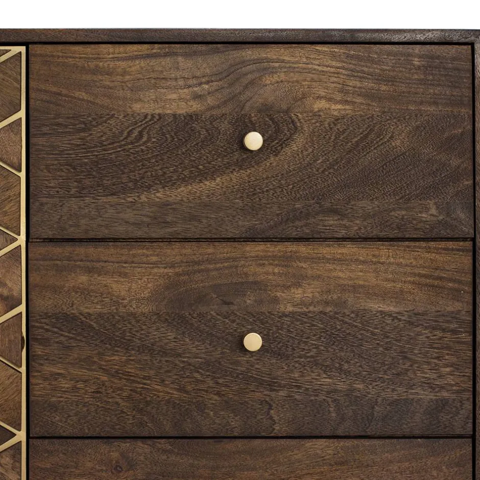 Wohnen Design Kombi-Kommode in Walnuss Braun und Gold - Feregato