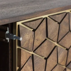 Wohnen Design Kombi-Kommode in Walnuss Braun und Gold - Feregato