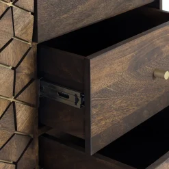 Wohnen Design Kombi-Kommode in Walnuss Braun und Gold - Feregato