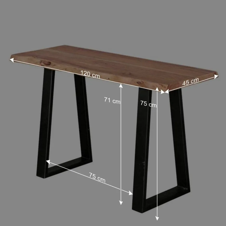 Wohnen Design Konsole Lussina mit Holzplatte Baumkante Akazie