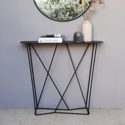 Wohnen Design Konsolentisch aus Stahl in Schwarz - Skadiva