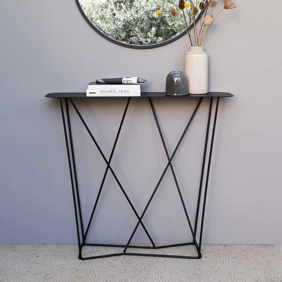 Wohnen Design Konsolentisch aus Stahl in Schwarz - Skadiva