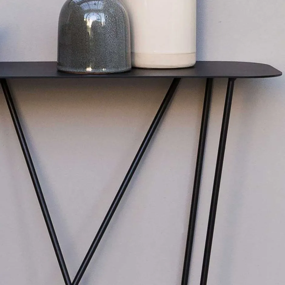 Wohnen Design Konsolentisch aus Stahl in Schwarz - Skadiva