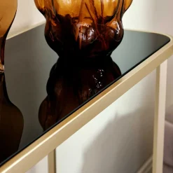 Design Konsolentisch mit schwarz getönter Glasplatte - Joosu^Wohnen Discount