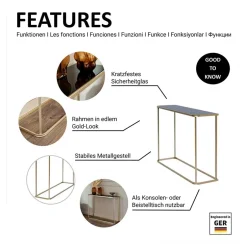 Design Konsolentisch mit schwarz getönter Glasplatte - Joosu^Wohnen Discount