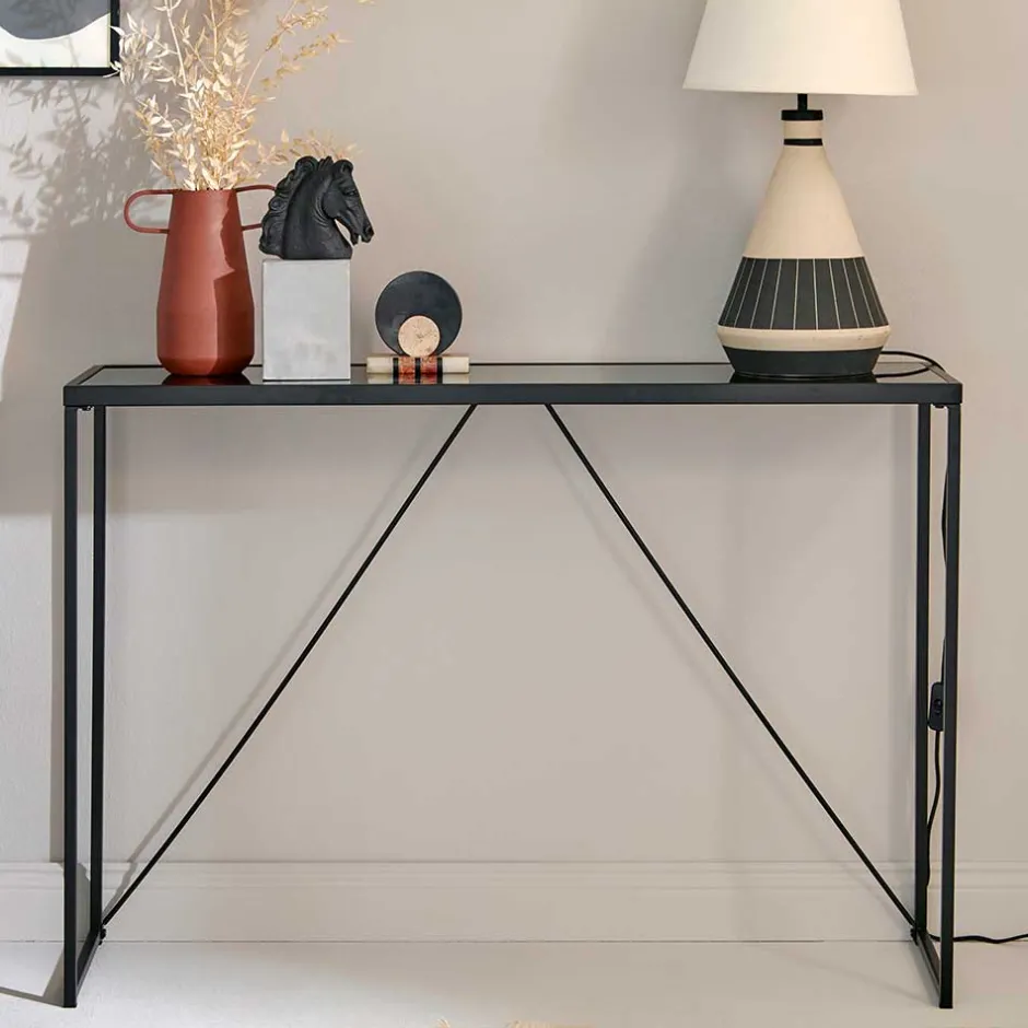 Design Konsolentisch mit Schwarzglas Platte - Burano^Wohnen Sale