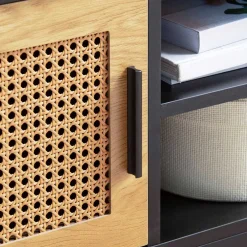 Wohnen Design Lowboard in Schwarz und Natur - Around