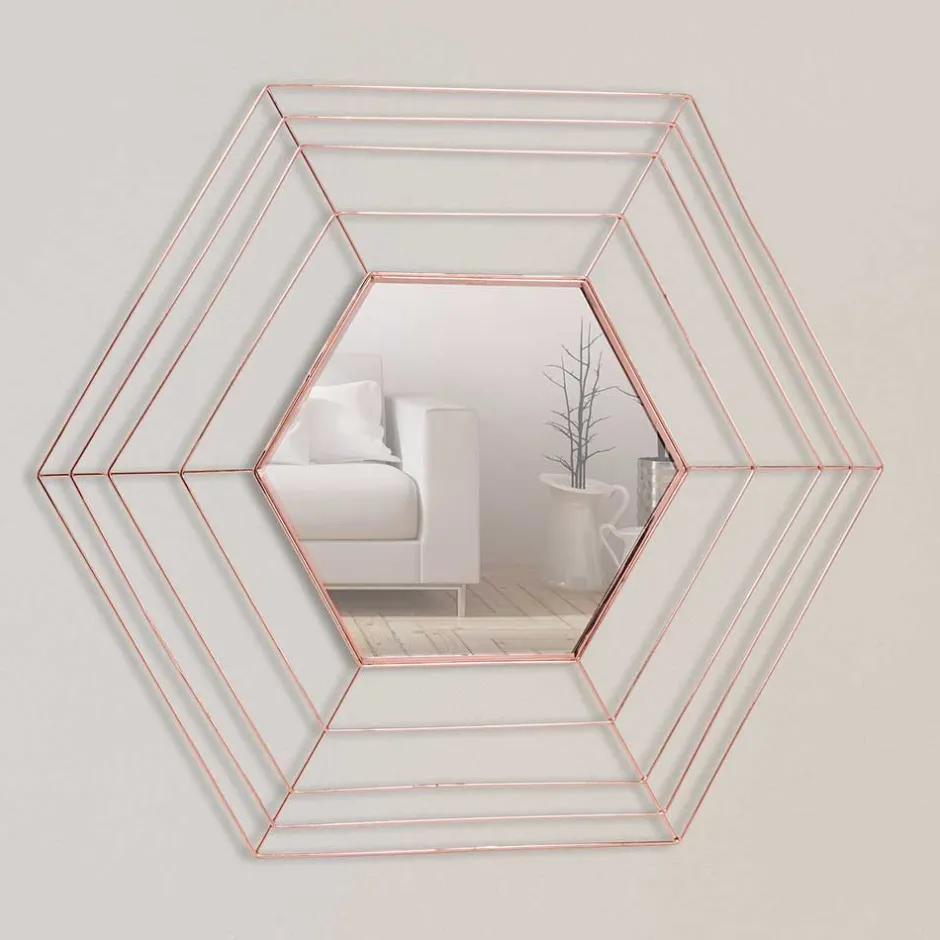 Wohnen Design Metall Spiegel in Kupferfarben - Monika