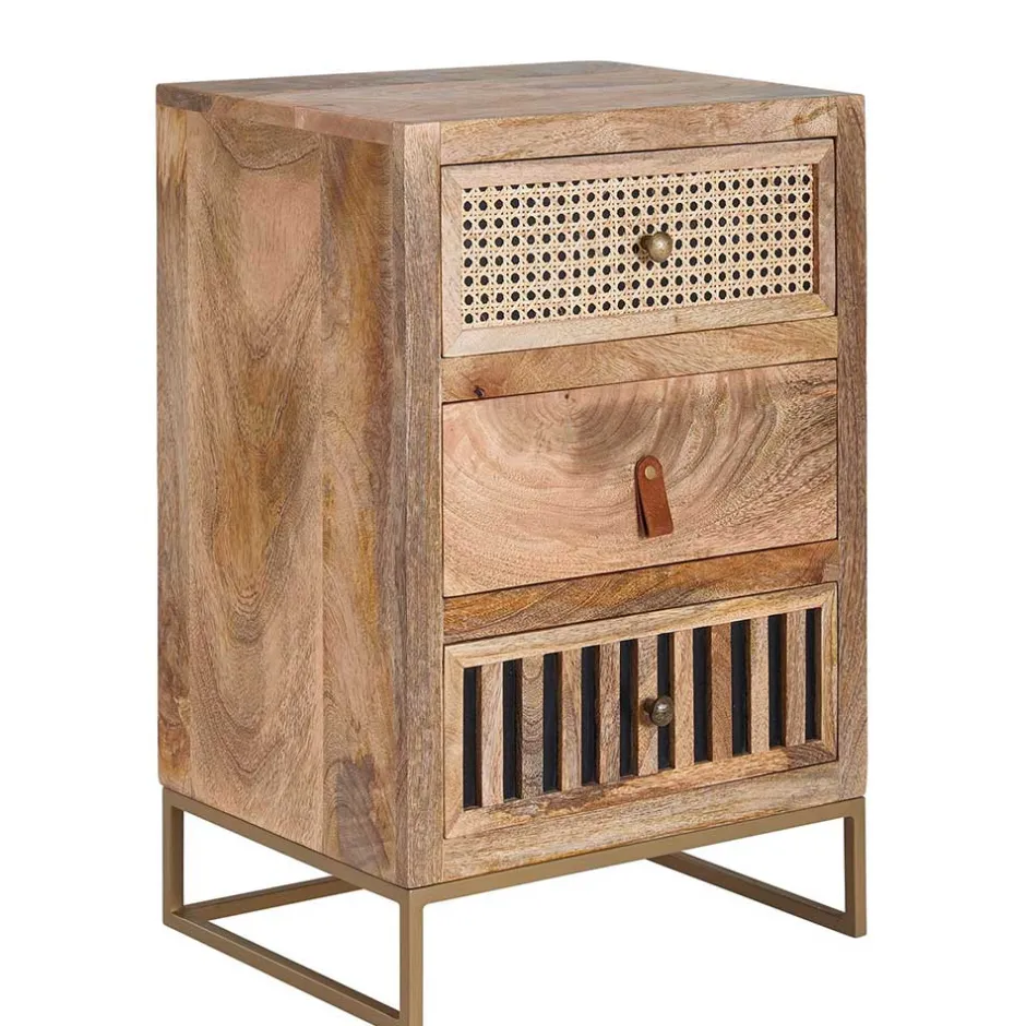 Wohnen Design Nachtkommode aus Holz & Rattan - Kanados