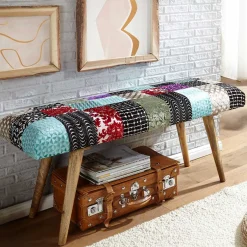 Design Polsterbank mit Samt Patchwork Bezug - Clarisa^Wohnen New