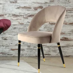 Design Polsterstühle in Taupe Samt - Vannah (2er Set)^Wohnen Online