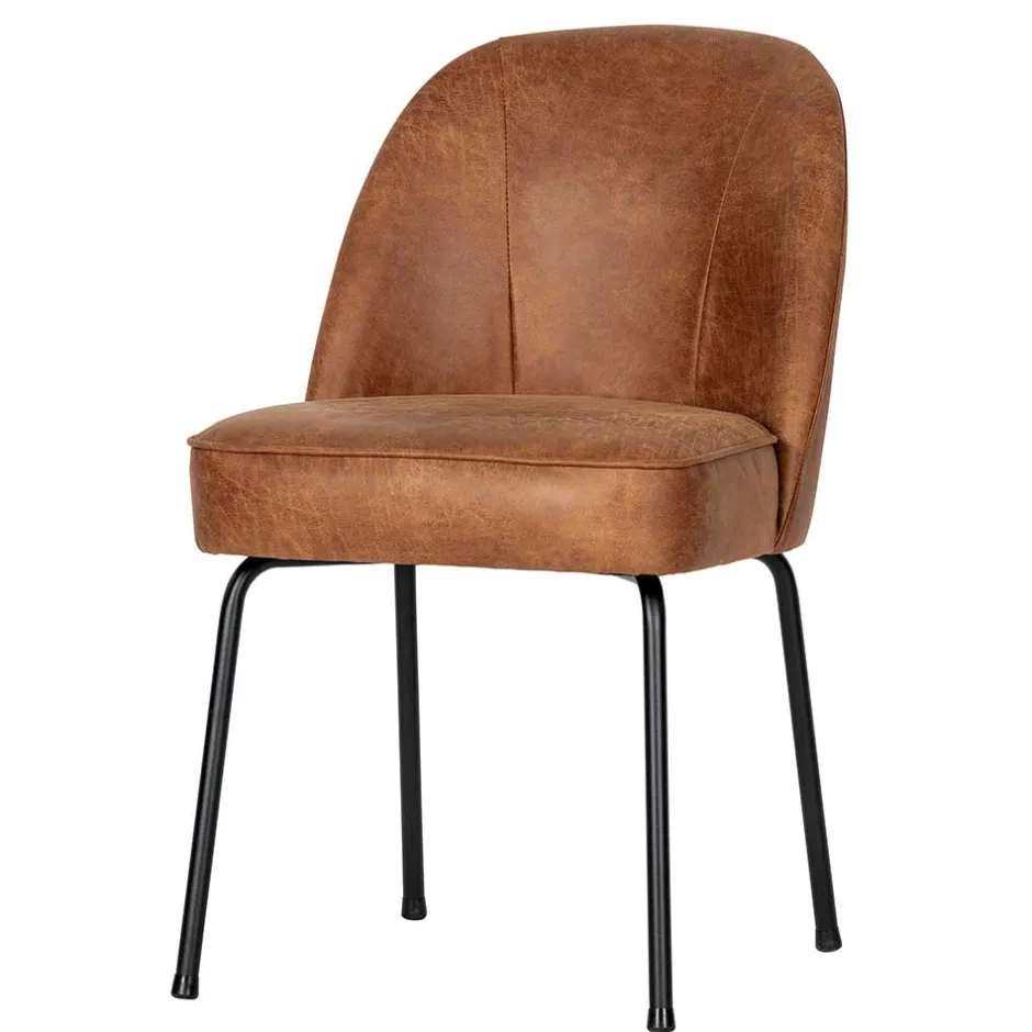 Wohnen Design Recyclingleder Stuhl in Braun - Kegadamo (2er Set)