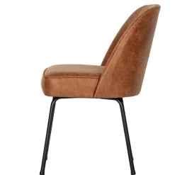 Wohnen Design Recyclingleder Stuhl in Braun - Kegadamo (2er Set)