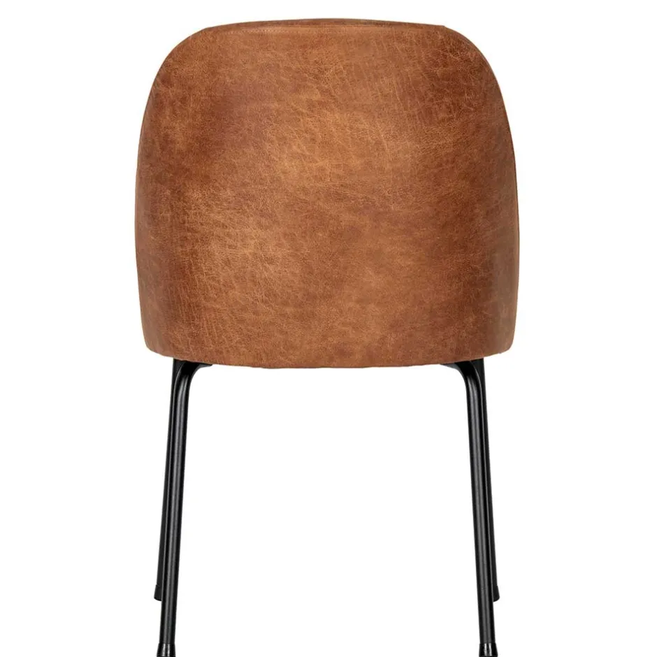 Wohnen Design Recyclingleder Stuhl in Braun - Kegadamo (2er Set)