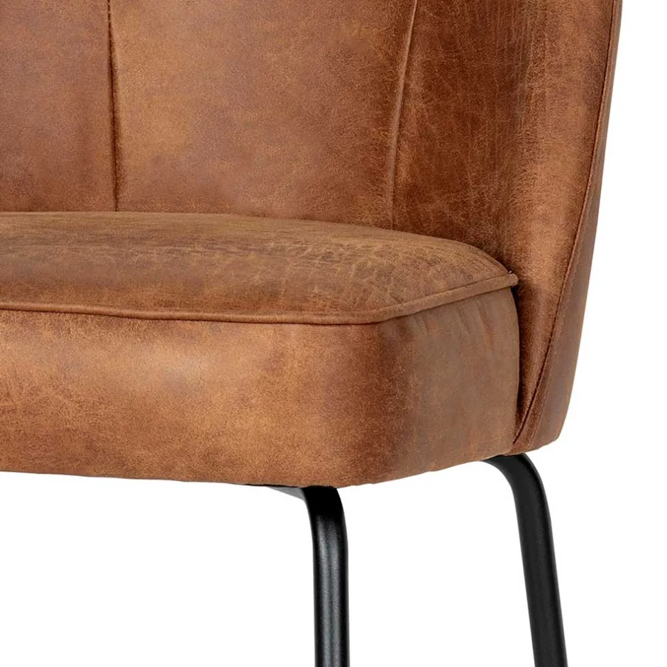 Wohnen Design Recyclingleder Stuhl in Braun - Kegadamo (2er Set)